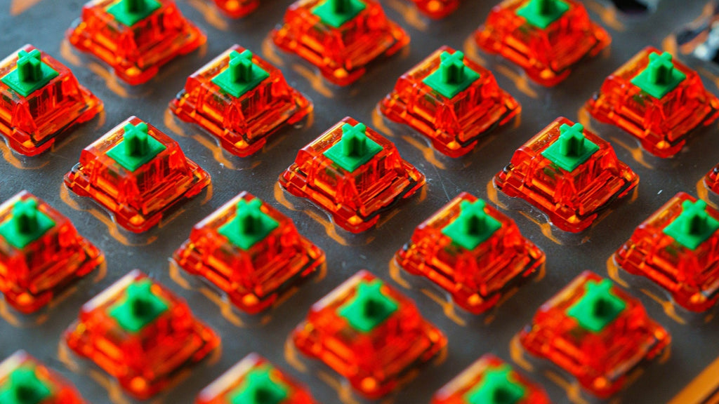 lubed and filmed C3 Equalz tangerine 67g switches - Zkeebs